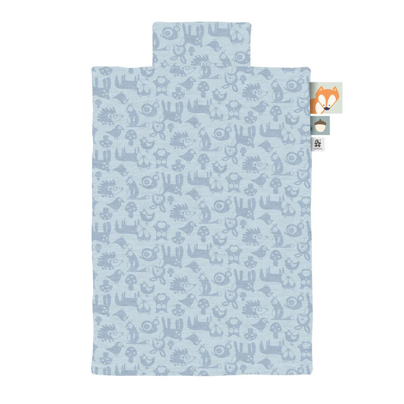 Sebra Jersey Junior Bed Linen Forest - Powder Blue - Laadlee
