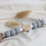 Chewies & More - Chewie Clip Silicone Leaf Beads - Light Grey
