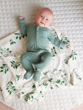 Anvi Baby Organic Zipper Sleepsuit - Soft Sage