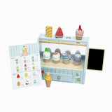 Little Angel Kids Wooden Ice Cream Cart Playset - Blue