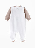 Elegant Kids Baby Boy Bear Footed Romper - White & Beige