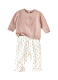 Elegant Kids Girls Sweatshirt & Printed Pants Set - Pink