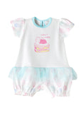 Elegant Kids Baby Girl Cake is My Happy Romper - White & Blue
