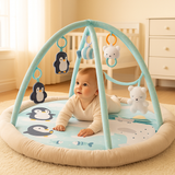Konig Kids Baby Play Gym Round Mat with Penguins & Hanging Toys