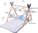 Konig Kids Baby Wooden Play Gym with Mat, Pillow & Hanging Toys
