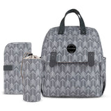 Little Story set of 3 Diaper Backpack with Changing Mat and Bottle Bag - Arrow Grey