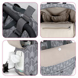 Little Story set of 3 Diaper Backpack with Changing Mat and Bottle Bag - Arrow Grey