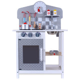 Little Story Wooden Kitchen With Wall Clock - Slate Grey