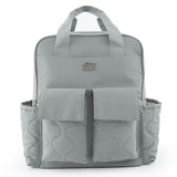 Little Story Quilted Diaper Backpack With Changing Mat - Gray