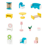 Little Story Wooden Dollhouse 3 floors w/ Furniture, Accessories & Dolls - Multicolor