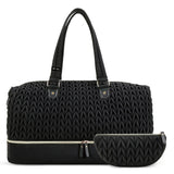 Little Story Luxe Knit Diaper Bag with Clutch - Black