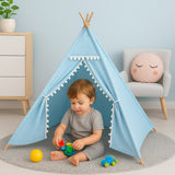 Little Story Canvas Foldable Tent and Teepee Playhouse - Blue