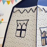 Little Story Foldable Teepee Playpen Canvas Tent Hut Play House - Blue