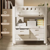 Little Angel Baby Diaper Changing Table With Wheels Nursery Storage Organizer Drawers - Grey
