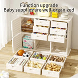 Little Angel Baby Storage Rack Nursery Organizer Cabinet With Drawers And Large Shelves - Beige