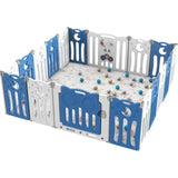 Little Angel Foldable Baby Playpen With Fence For Indoor - Blue