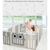Little Angel Foldable Baby Playpen With Fence For Indoor - Grey