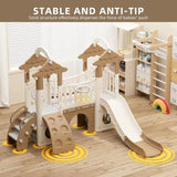 Little Angel Kids Playset And Activity Centre With Slide, Hoop And Climber - Coffee