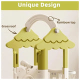 Little Angel Kids Slide, Climber & Basketball Hoop - Green