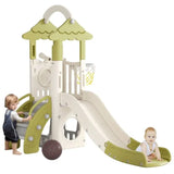 Little Angel Kids Slide, Climber & Basketball Hoop - Green