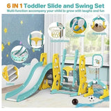 Little Angel Kids Slide, Swing, Basketball And Football - Yellow