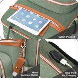 Little Story 2-In-1 Diaper Bag with Sanitizer Bottle Keychain & Stroller Hooks - Green