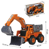 Little Story 3-In-1 Engineering Excavator/Dumping Truck Toy Vehicle With Light And Sound - Yellow