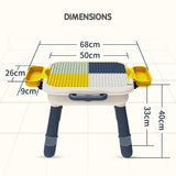 Little Story 4-In-1 Block Activity Table With Stool And Blocks - Blue