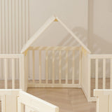 Little Story Portable Playpen with Bookshelf, Toy Storage and Play house - White