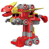 Little Story Kids Toy 5-in-1 Dinosaur Robot Transformation Vehicle With Remote control - Red