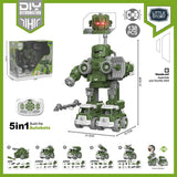 Little Story Kids Toy 5-in-1 Military Robot Transformation Vehicle With Remote Control - Green