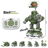 Little Story Kids Toy 5-in-1 Military Robot Transformation Vehicle With Remote Control - Green