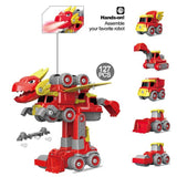 Little Story Kids Toy 5-in-1 Robot Transformation Fire Fighter Truck With Remote - Red