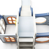 Little Story Boat House Activity Slide With Basketball Ring, Ball, Toy Storage, And Telescope Role Play Game - Blue