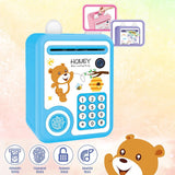 Little Story Cute Piggy Bank With Fingerprint Lock And Music - Bear Blue