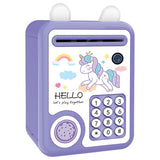 Little Story Cute Piggy Bank With Fingerprint Lock And Music - Unicorn Purple