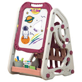 Little Story Double Sided Magnetic Drawing Board With Book Shelf - Pink