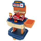 Little Story 2-In-1 Mode Fire Station With Fire Truck And Block Toy Set School Bag (223 Pcs) - Orange