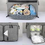 Little Story Gabrielle Mom Dad XL Travel Diaper Bag with Diaper Changing Mat- Grey