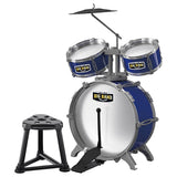 Little Story Kids Drum Set Musical Instrument With Stool - Blue