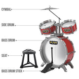 Little Story Kids Drum Set Musical Instrument With Stool - Red