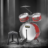 Little Story Kids Drum Set Musical Instrument With Stool - Red