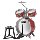 Little Story Kids Drum Set Musical Instrument With Stool - Red