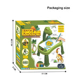 Little Story DIY T-Rex 3-In-1 Spinning Puzzle Block Table, Projection Drawing Board And Learning Table Set - 81Pcs