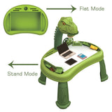 Little Story DIY T-Rex 3-In-1 Spinning Puzzle Block Table, Projection Drawing Board And Learning Table Set - 81Pcs