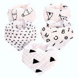 Little Story - Muslin Bandana Bibs - Set of 5 - Black & White