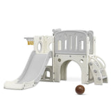Little Story Watch Tower Activity Slide With Basketball Ring, Ball, Toy Storage, And Telescope Role Play Game - Grey
