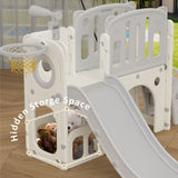 Little Story Watch Tower Activity Slide With Basketball Ring, Ball, Toy Storage, And Telescope Role Play Game - Grey