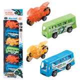 Little Story Kids Toy Pull Back Bus And Motor Car - Set Of 6