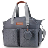 Little Story Quilted Diaper Bag with Pacifier Pouch - Dark Grey